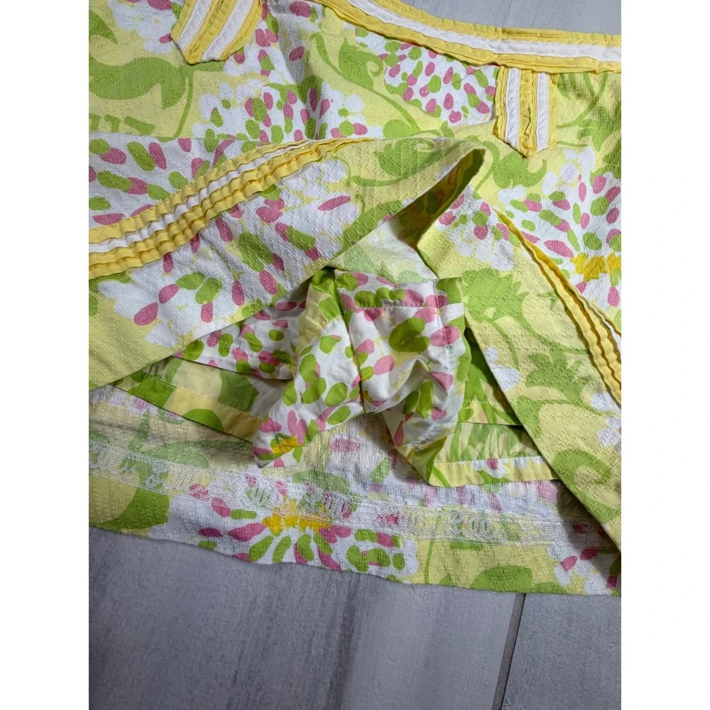 Lilly Pulitzer Jubilee Skort Yellow Green Floral Cotton Mini Size 6